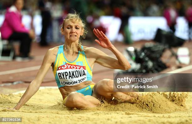 Olga Rypakova of Kazahkstan competes in the womens triple jump final during day four of the 16th IAAF World Athletics Championships London 2017 at...