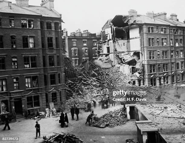 Bomb damage caused by a World War II air raid on south London, 12th September 1940.