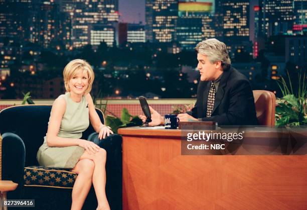 Pictured: Actress Courtney Thorne-Smith during an interview with host Jay Leno on April 2, 1999 --