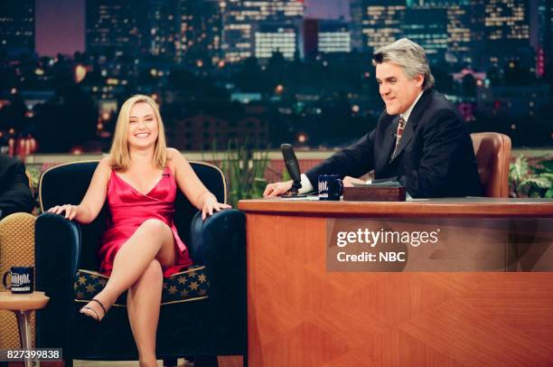 Pictured: Actress Monica Keena during an interview with host Jay Leno on April 5, 1999 --