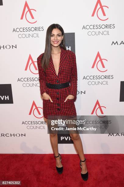 Victoria Justice attends the Accessories Council's 21st Annual celebration of the ACE awards at Cipriani 42nd Street on August 7, 2017 in New York...