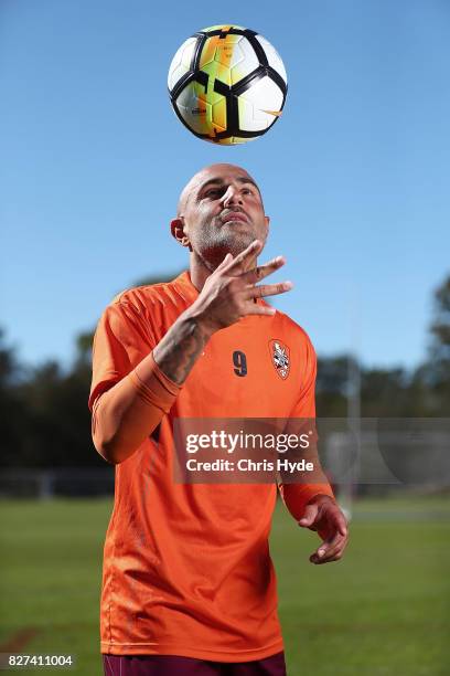 Massimo Maccarone poses after a Brisbane Roar training session at Ballymore Stadium on August 8, 2017 in Brisbane, Australia.