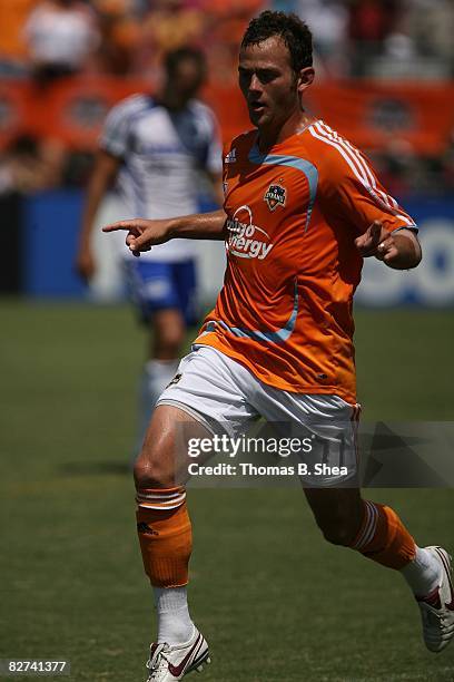 Brad Davis of the Houston Dynamo celebrates his goal against the Kansas City Wizards on September 7 , 2008 at Robertson Stadium in Houston, Texas.