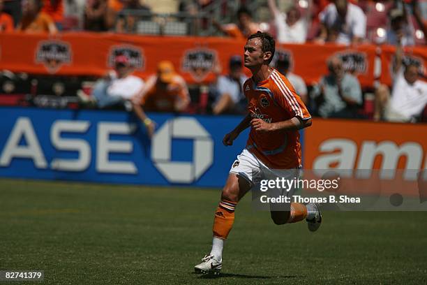 Brad Davis of the Houston Dynamo celebrates his goal against the Kansas City Wizards on September 7 , 2008 at Robertson Stadium in Houston, Texas.