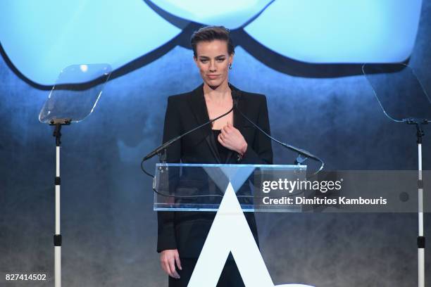 Elliot Sailors speaks onstage at the Accessories Council's 21st Annual celebration of the ACE awards at Cipriani 42nd Street on August 7, 2017 in New...