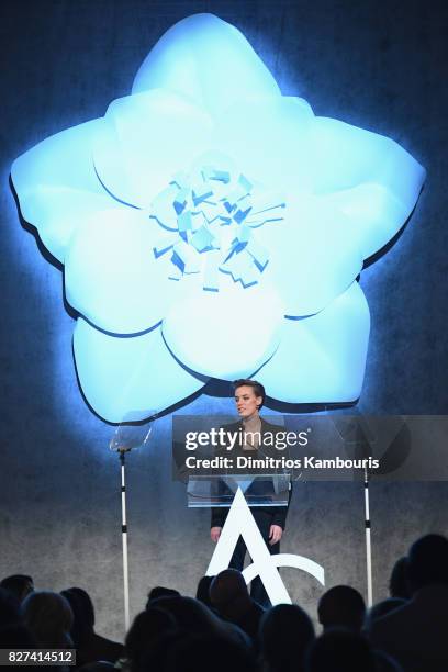 Elliot Sailors speaks onstage at the Accessories Council's 21st Annual celebration of the ACE awards at Cipriani 42nd Street on August 7, 2017 in New...