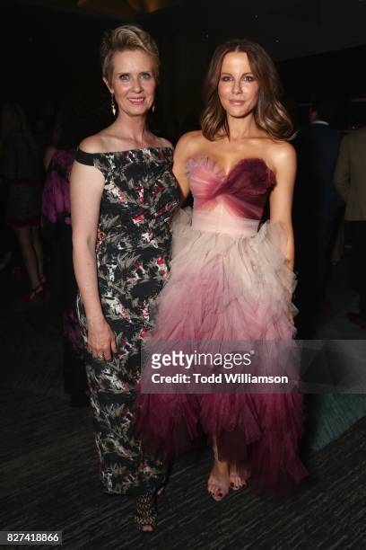 Cynthia Nixon and Kate Beckinsale attend "The Only Living Boy In New York" Premiere after party at The Rainbow Room on August 7, 2017 in New York...
