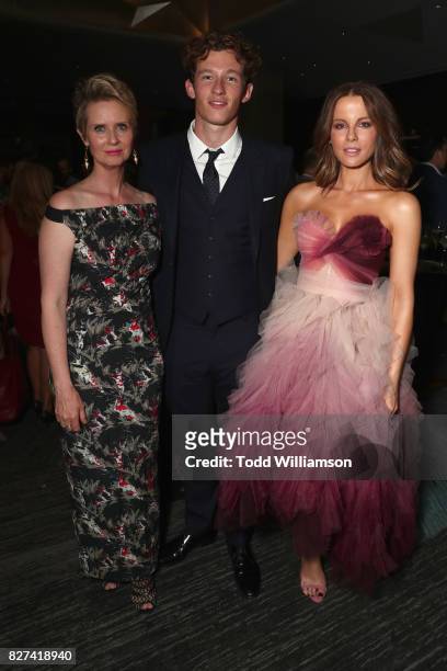 Cynthia Nixon, Callum Turner and Kate Beckinsale attend "The Only Living Boy In New York" Premiere after party at The Rainbow Room on August 7, 2017...