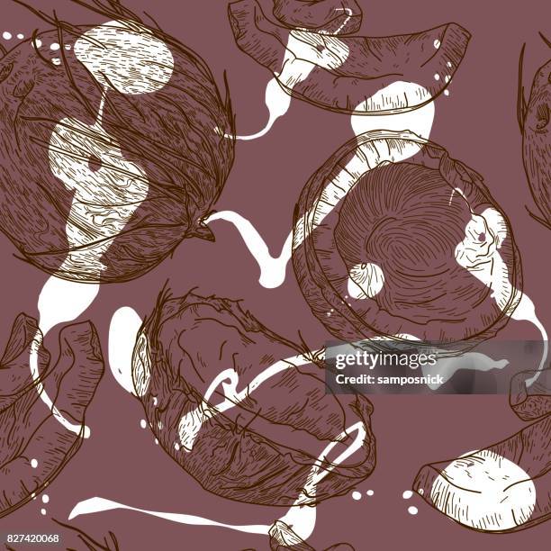 crazy for coconuts pattern - coconut splash stock illustrations