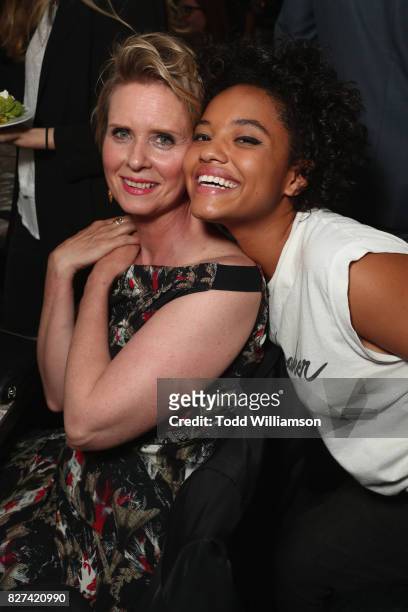 Cynthia Nixon and Kiersey Clemons attend "The Only Living Boy In New York" Premiere after party at The Rainbow Room on August 7, 2017 in New York...
