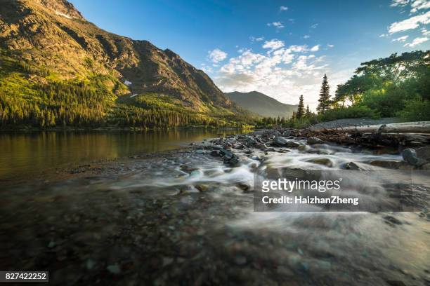 two medicine lake sunrise - river stock pictures, royalty-free photos & images
