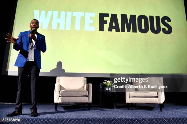 Actor Jay Pharoah of 'White Famous' speaks onstage during the Showtime portion of the 2017 Summer Television Critics Association Press Tour on August...