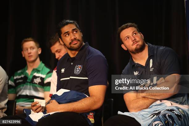 Michael Fatialofa of Auckland and Matt Moulds of Northland during the Mitre 10 Cup Season Launch at the College Rifles Rugby Union Football & Sports...