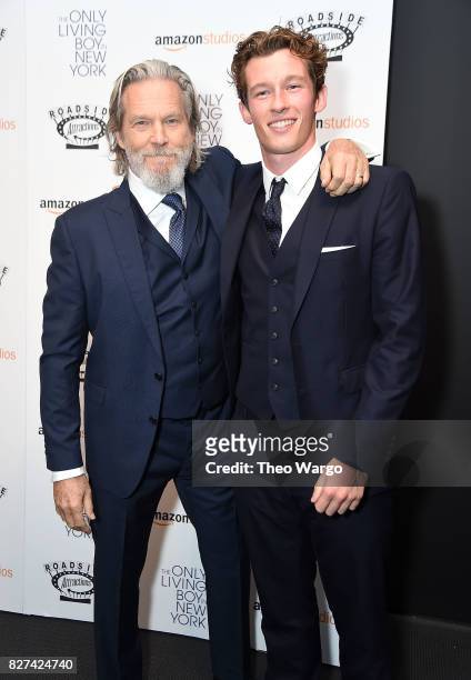 Jeff Bridges and Callum Turner attend "The Only Living Boy In New York" New York Premiere at The Museum of Modern Art on August 7, 2017 in New York...