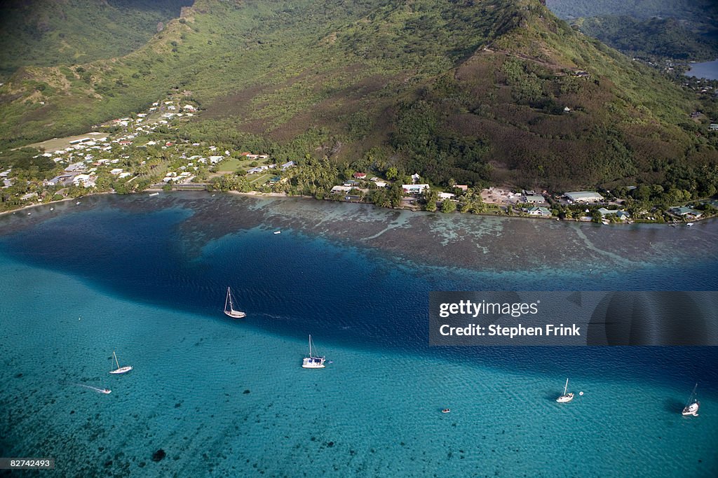 Aerial View Tropical Islands, French Polynesia