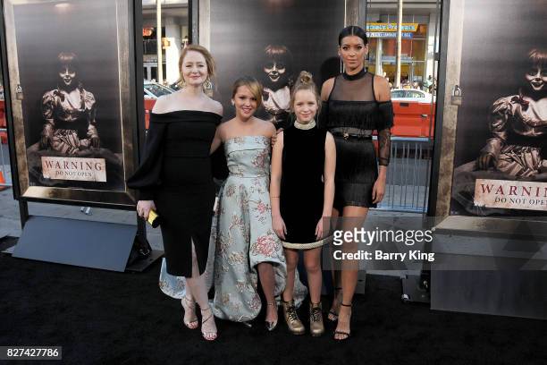 Actresses Miranda Otto, Talitha Bateman, Lulu Wilson Stephanie Sigman attend the premiere of New Line Cinema's' 'Annabelle: Creation' at TCL Chinese...