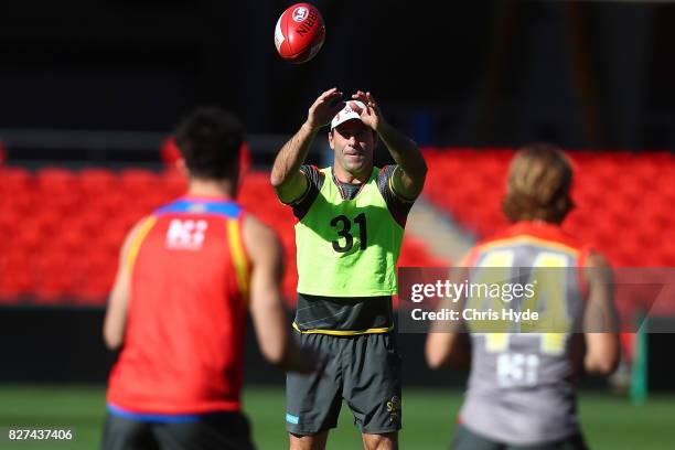 New interim Coach Dean Solomon during a Gold Coast Suns AFL training session at Metricon Stadium on August 8, 2017 in Gold Coast, Australia.