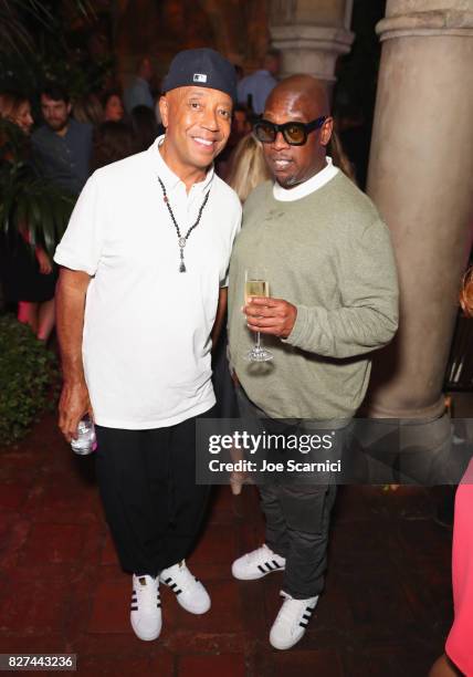 Entrepreneur Russell Simmons and record producer Andre Harrell at Apple Music Launch Party Carpool Karaoke: The Series with James Corden on August 7,...