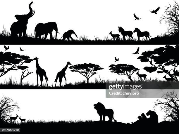 シルエットは、自然の生息地でアフリカの野生動物の設定します。 - 動物点のイラスト素材／クリップアート素材／マンガ素材／アイコン素材