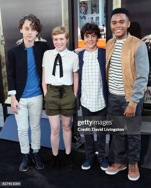 Actors Wyatt Oleff, Sophia Lillis, Jack Dylan Grazer and Chosen Jacobs attend the premiere of New Line Cinema's "Annabelle: Creation" at TCL Chinese...