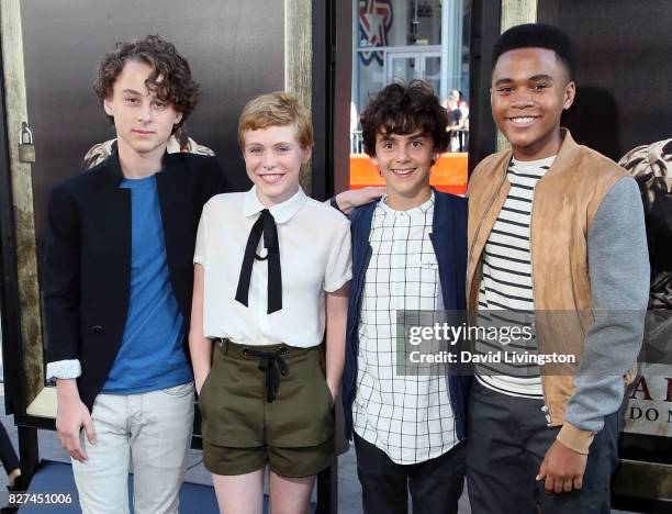 Actors Wyatt Oleff, Sophia Lillis, Jack Dylan Grazer and Chosen Jacobs attend the premiere of New Line Cinema's "Annabelle: Creation" at TCL Chinese...