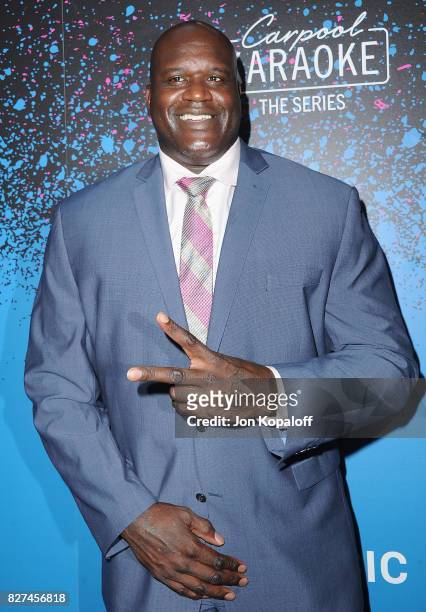 Shaquille O'Neal arrives at "Carpool Karaoke: The Series" On Apple Music Launch Party at Chateau Marmont on August 7, 2017 in Los Angeles, California.