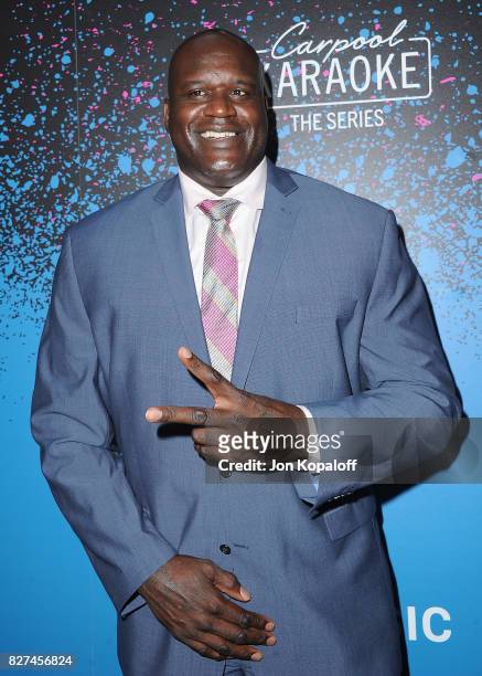 Shaquille O'Neal arrives at "Carpool Karaoke: The Series" On Apple Music Launch Party at Chateau Marmont on August 7, 2017 in Los Angeles, California.