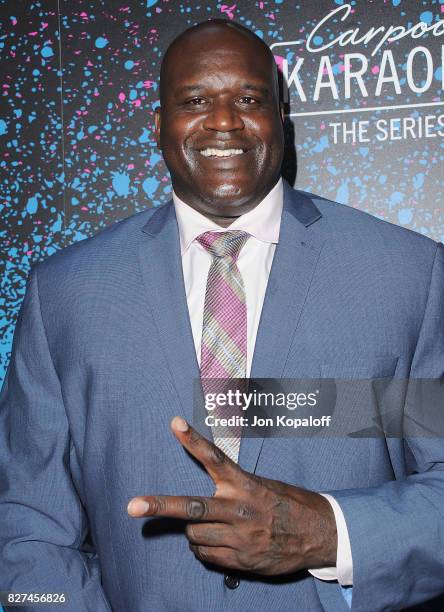 Shaquille O'Neal arrives at "Carpool Karaoke: The Series" On Apple Music Launch Party at Chateau Marmont on August 7, 2017 in Los Angeles, California.