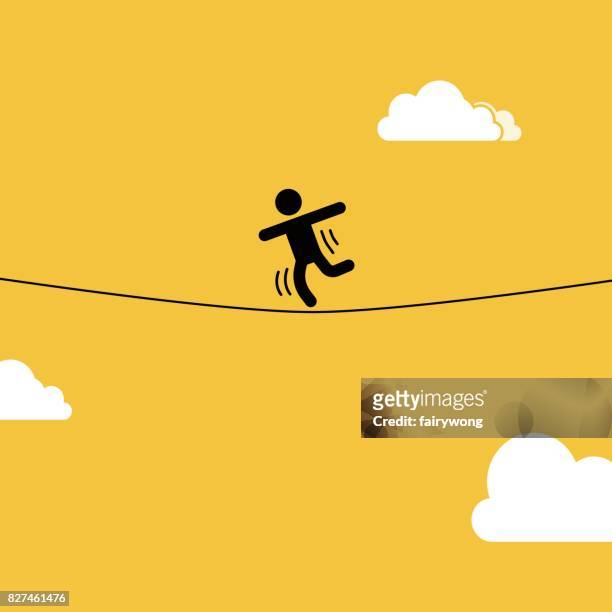slackline - tightrope walking stock-grafiken, -clipart, -cartoons und -symbole
