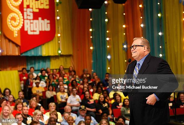 Television host Drew Carey tapes a special hockey-themed edition of "The Price Is Right" at CBS Television Studios September 9, 2008 in Los Angeles,...