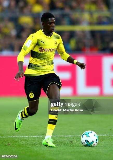 Ousmane Dembélé of Dortmund runs with the ball during the DFL Supercup 2017 match between Borussia Dortmund and Bayern Muenchen at Signal Iduna Park...