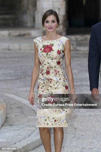 Queen Letizia of Spain attends a dinner for authorities at the Almudaina Palace on August 4, 2017 in Palma de Mallorca, Spain.