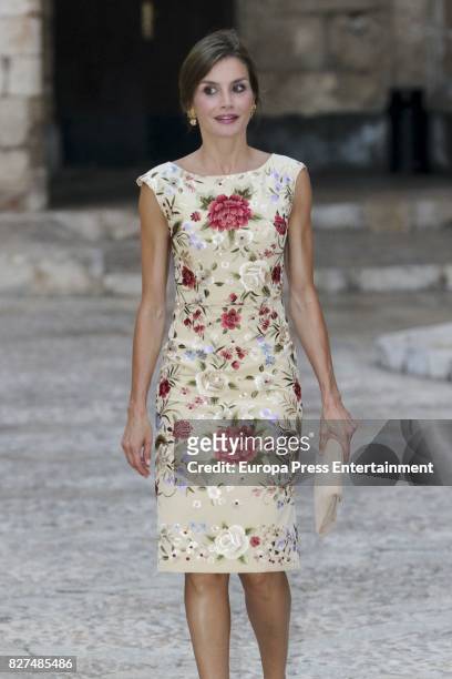 Queen Letizia of Spain attends a dinner for authorities at the Almudaina Palace on August 4, 2017 in Palma de Mallorca, Spain.