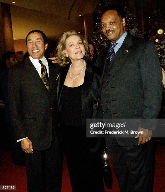 Singer Smokey Robinson, actress Lauren Bacall and Rev. Jesse Jackson Sr., attend the Fourth Annual Rainbow/PUSH Coalition Awards Dinner December 11,...