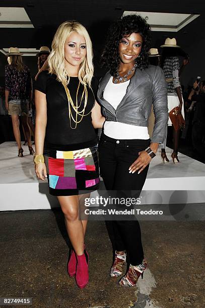 Singers Aubrey O'Day and D. Woods of the musical group Danity Kane attend the Tory Burch Presentation Spring 2009 at Matthew Marks Gallery September...