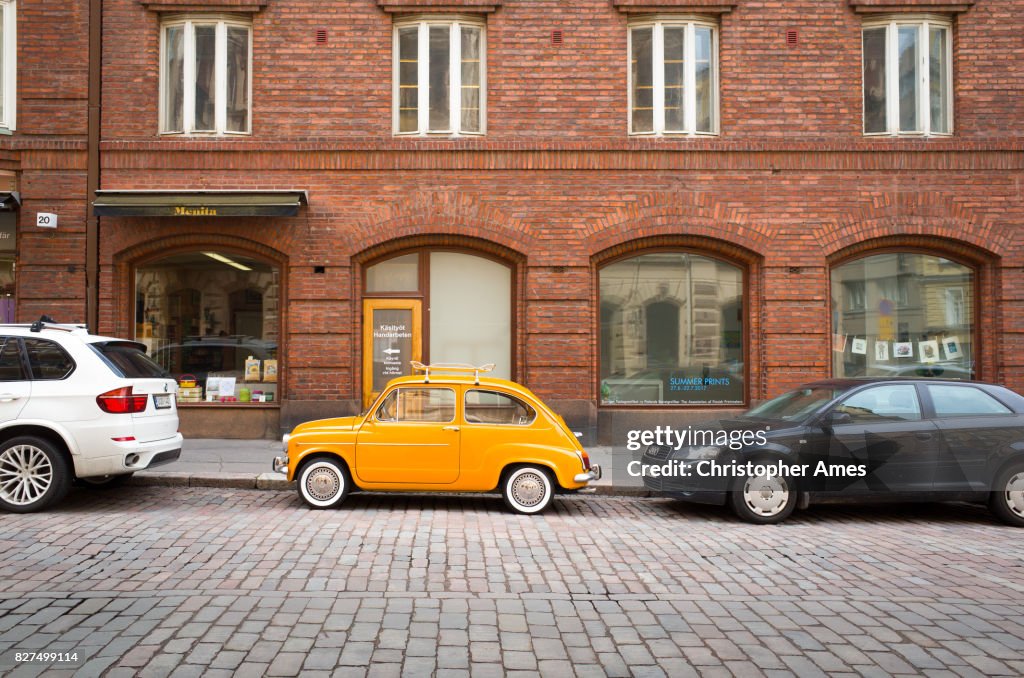 Vintage Fiat 500 in Helsinki City Centre