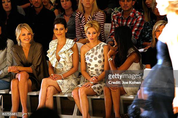 Actresses Malin Ackerman, Perrey Reeves, Elizabeth Banks and Zoe Saldana attends Monique L'huillier Spring 2009 at The Promenade, Bryant Park on...
