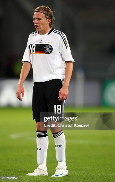 Dennis Grote of Germany during the UEFA Under-21 Euro2009 Qualifier match between Germany and Israel at the MSV Arena on September 9, 2008 in...