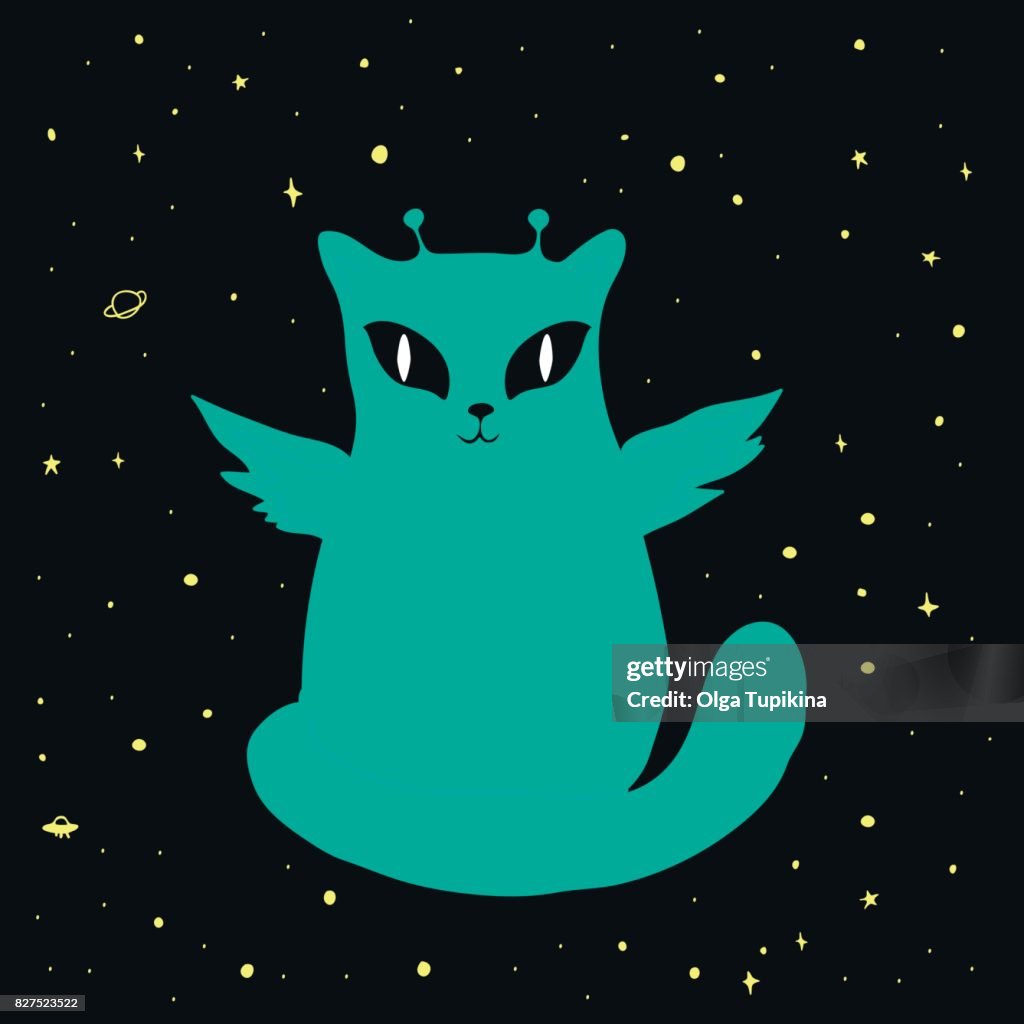 Funny Space Alien Cat With Wings Big Eyes Antenna Green Isol High-Res Vector Graphic - Getty Images Funny Space Alien Cat With Wings Big Eyes Antenna Green Isol High-Res Vector Graphic - Getty Images