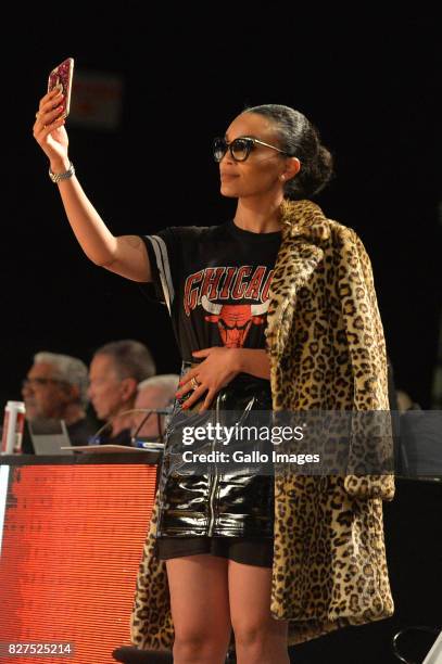 Pearl Thusi during the NBA Africa Game 2017 at Ticketpro Dome on August 05, 2017 in Johannesburg, South Africa.