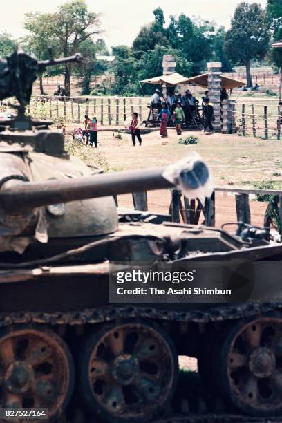 Tank is deployed as the voting in the general election continues on May 28, 1993 in Banteay Meanchey, Cambodia.