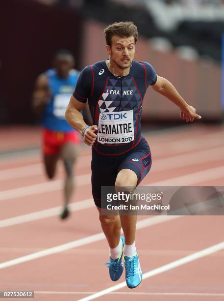 Christophe Lemaitre of France competes in the Men's 200m heats during day four of the 16th IAAF World Athletics Championships London 2017 at The...