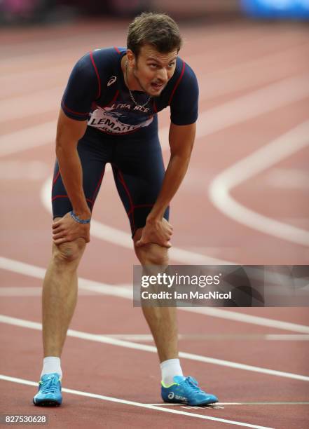 Christophe Lemaitre of France competes in the Men's 200m heats during day four of the 16th IAAF World Athletics Championships London 2017 at The...