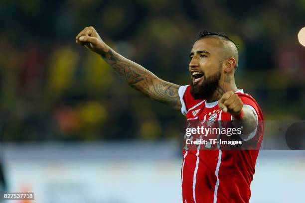 Arturo Erasmo Vidal of Bayern Muenchen celebrate after winning the DFL Supercup 2017 match between Borussia Dortmund and Bayern Muenchen at Signal...