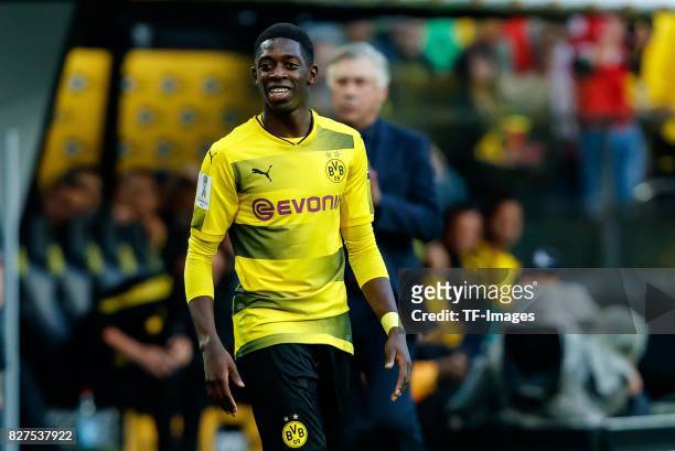 Ousmane Dembele of Dortmund looks on during the DFL Supercup 2017 match between Borussia Dortmund and Bayern Muenchen at Signal Iduna Park on August...