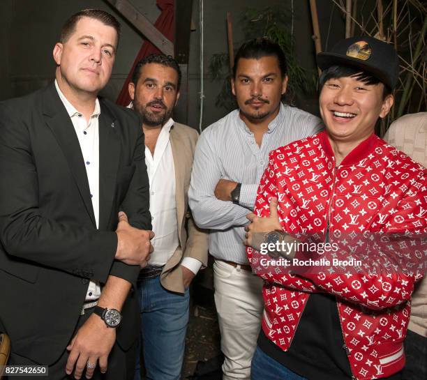 Cole Harris, Co-Founder of Haute Media Group, Seth Semilof, Crime By Design and JJ Lin attend the Haute Living Celebrates Kate Mara with Westime...