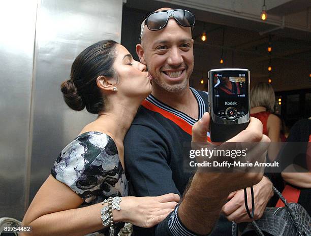 Actress Anna Ortiz and Celebrity Stylist Robert Verdi take video with the Kodak Zi6 Camera while attending Microsoft's Great American Style at Robert...