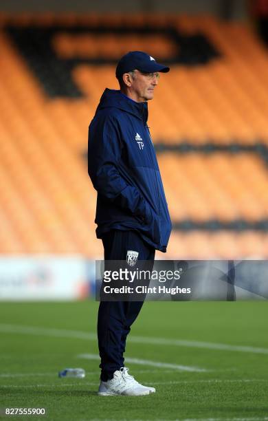 Tony Pulis manager of West Bromwich Albion during the pre season friendly match against Port Vale at Vale Park on August 1, 2017 in Burslem, England.