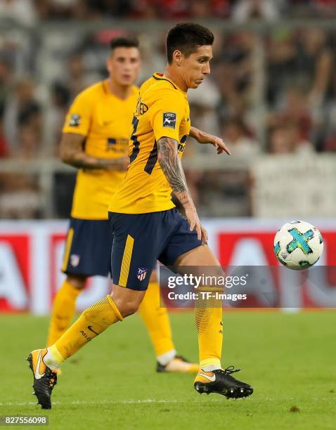 Nico Gaitan of Atletico Madrid controls the ball during the Audi Cup 2017 match between Liverpool FC and Atletico Madrid at Allianz Arena on August...