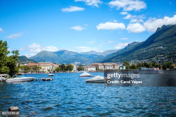 view of the city of lugano and lake lugano - lugano - fotografias e filmes do acervo